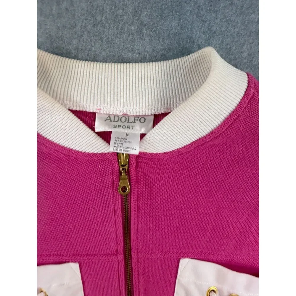 Vintage Adolfo Sport Women’s Medium Pink 2 Piece Zip Jacket Pants Set